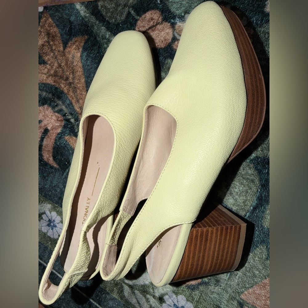 Light Green Leather Heels